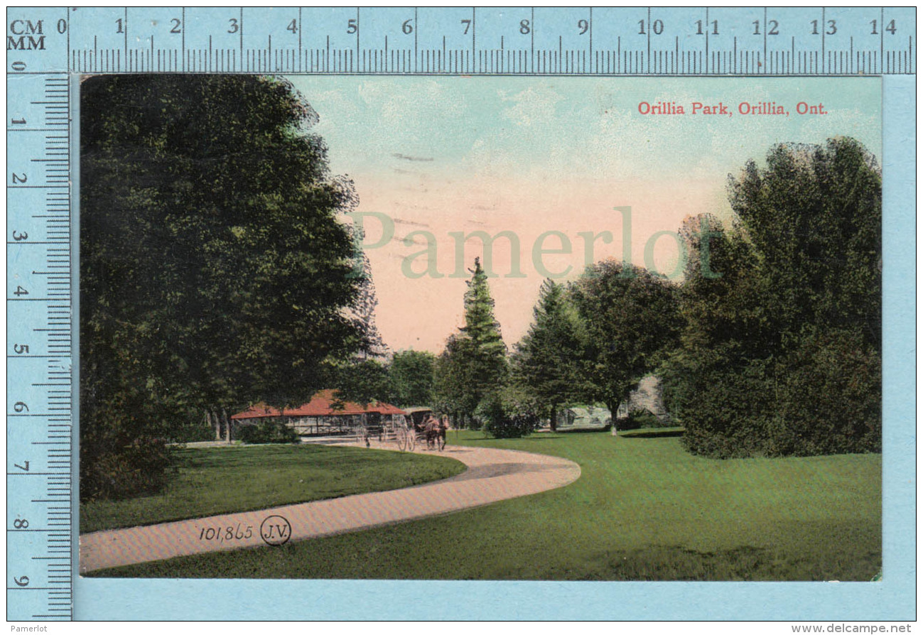 CPA Voyagé 1908 - Orillia Park, Animated  Orillia  Ontario - Timbre CND #89 - Autres & Non Classés