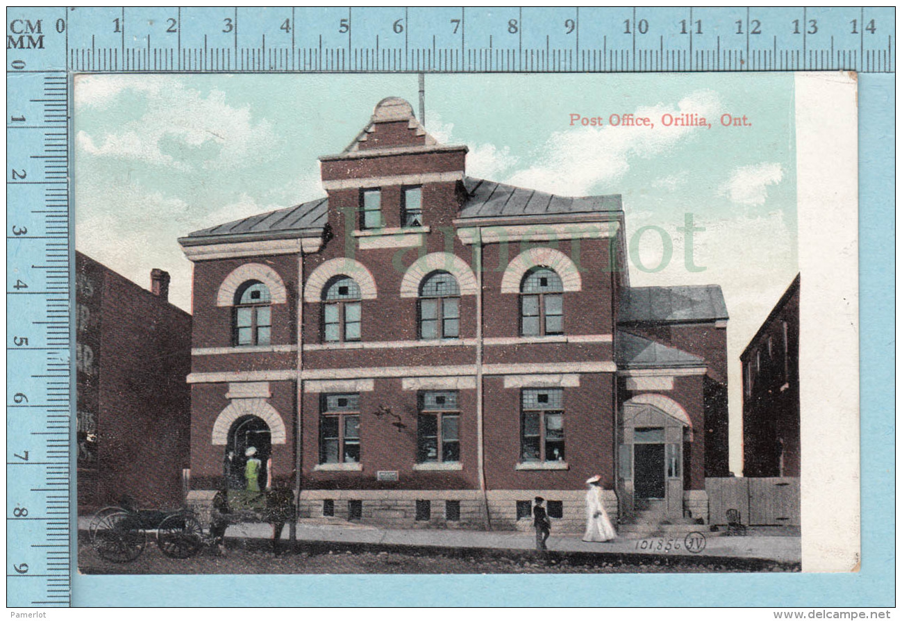 CPA Voyagé 1907 - Post Office Orillia  Ontario - Timbre CND #89 - Autres & Non Classés