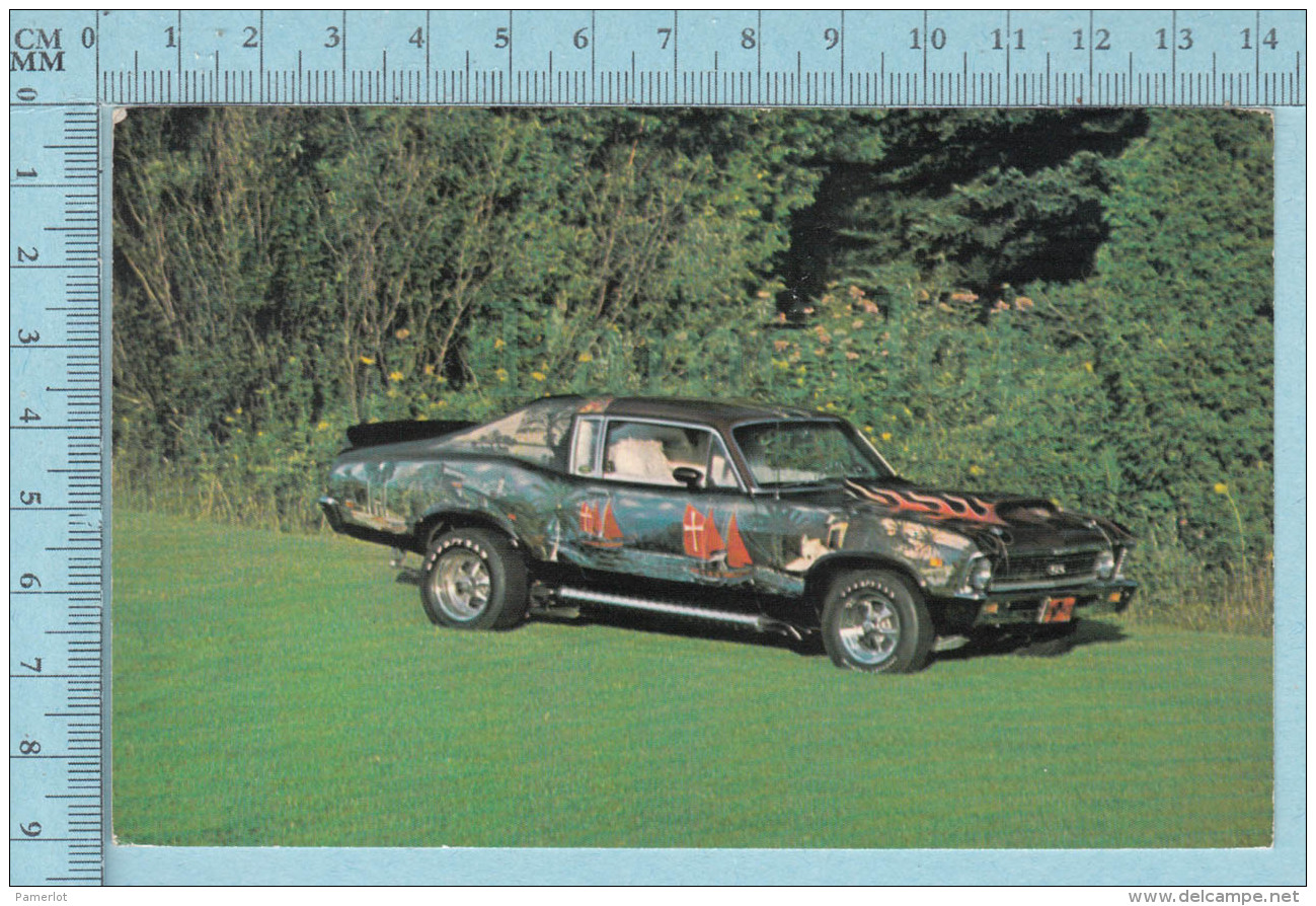 CPM Voyagé 1985 - Chevrolet   Acadian SS 1969, Vieille Auto, Dessin = Souvenir De Croisiere Caraibes - Timbre CND 34&cen - Voitures De Tourisme
