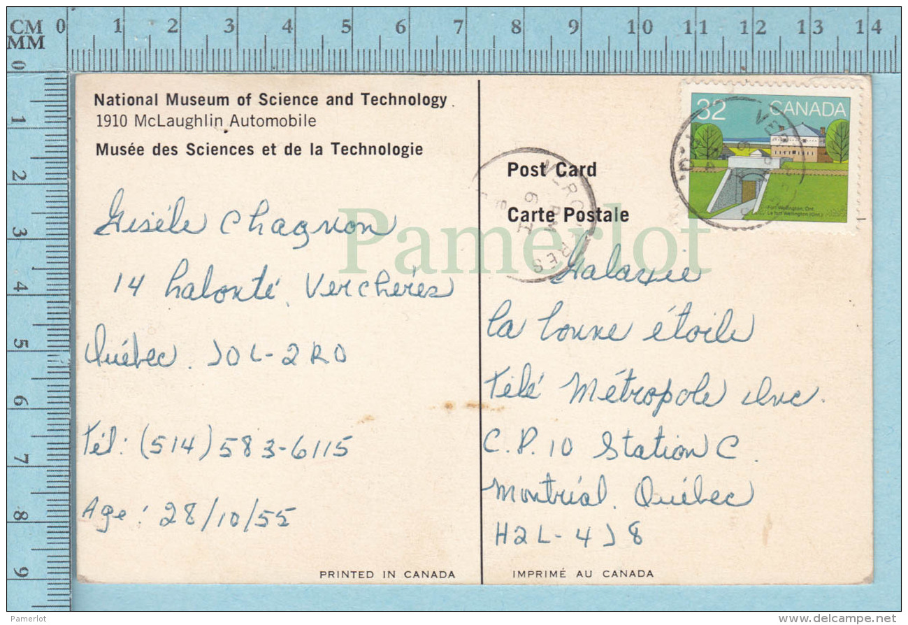 CPM Voyagé 1984 - 1910 Mclaughlin  - Timbre CND 32&cent; - Passenger Cars