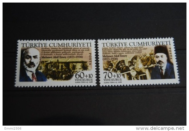 Türkei 2006 , The 70 Th Anniversary Of Mehmet Akif Ersoy`s Death / Mi. 3553 - 54 ** MNH - Unused Stamps