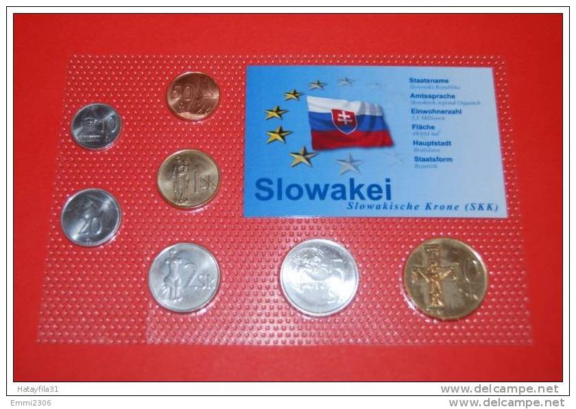 Slowakei 2007 Vor Euro KMS - 10 Helle Bis 10 Kronen 7 Münzen - Slowakei