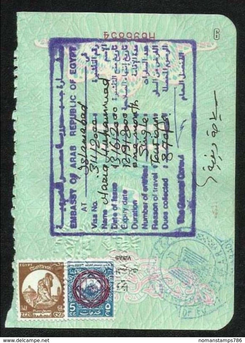 Egypt  Revenue Stamps On Used Passport Visas Page - Syria