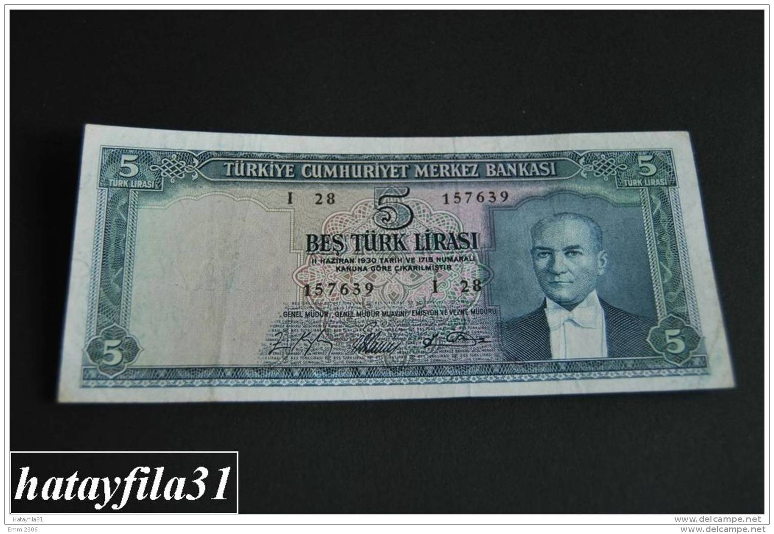 1965 Türkei - 5 Lira /  5. Emisyon 4. Tertip - Serie  I 28 - Gebraucht , Geld Auf Dem Foto  Bekammen Sie - Turquie