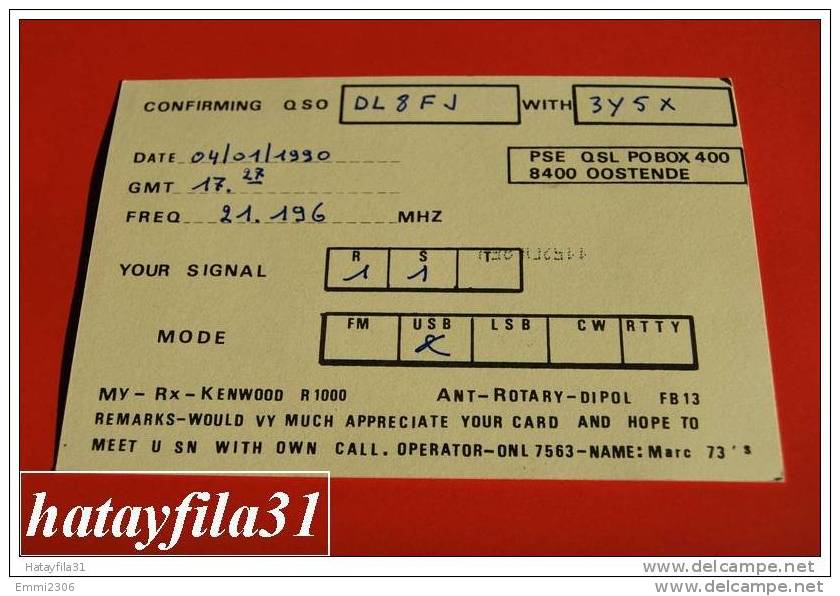 QSL Cards  1990  BELGIUM  ( QSL 2 ) - Radio Amateur
