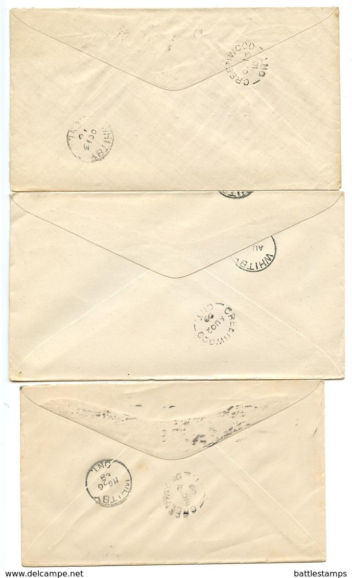 Canada 1909-1910 3 Covers Toronto, Ontario To Greenwood, Ontario W/ Scott 89 KEVII - Briefe U. Dokumente