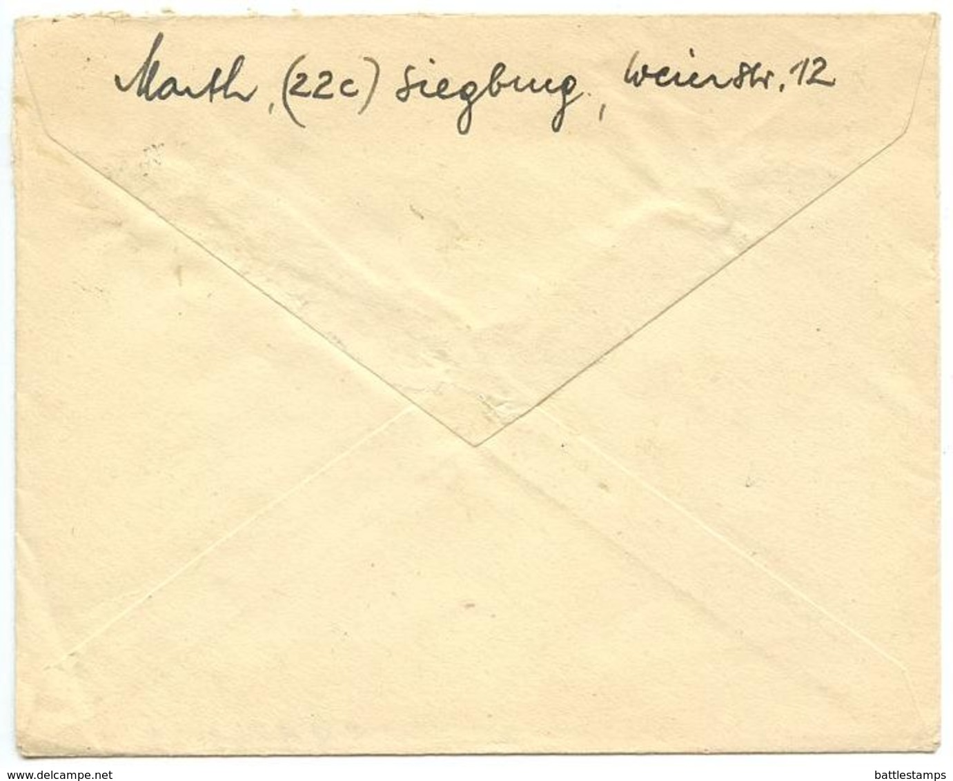 Germany 1948 Cover Siegburg To Hamburg, Scott 561 X 2 - Andere & Zonder Classificatie