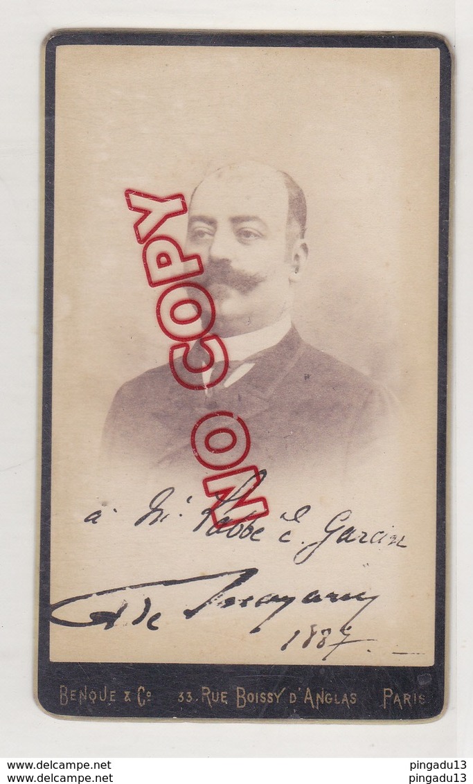 Au Plus Rapide CDV Benque Paris Dédicace à Mr L'Abbé Garcin 1887 Très Bon état - Dédicacées