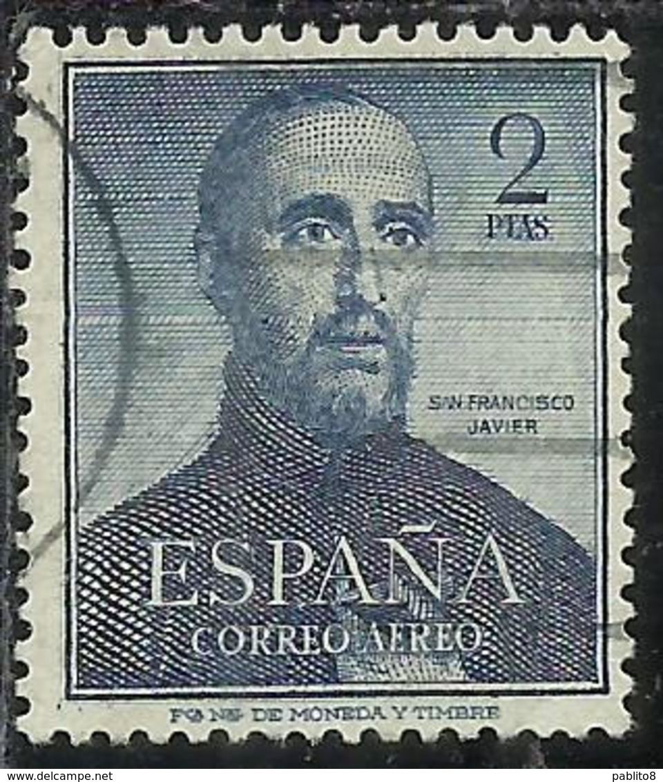 SPAIN ESPAÑA SPAGNA 1952 AEREO POSTA AEREA AIR MAIL SAN FRANCISCO JAVIER PESETAS 2 P USATO USED OBLITERE' - Usati