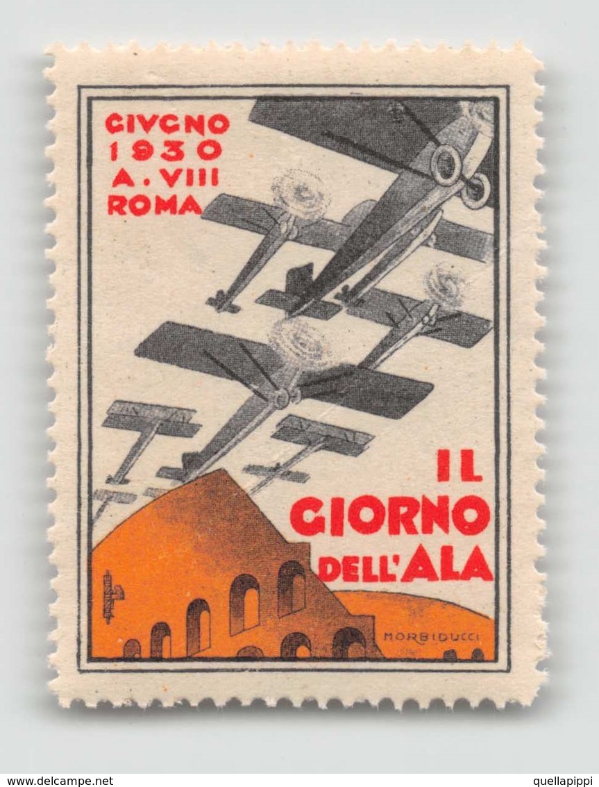 07963 "ROMA - GIUGNO 1930 A. VIII - IL GIORNO DELL'ALA" ERINNOFILO MAI APPLICATO. - Erinnophilie