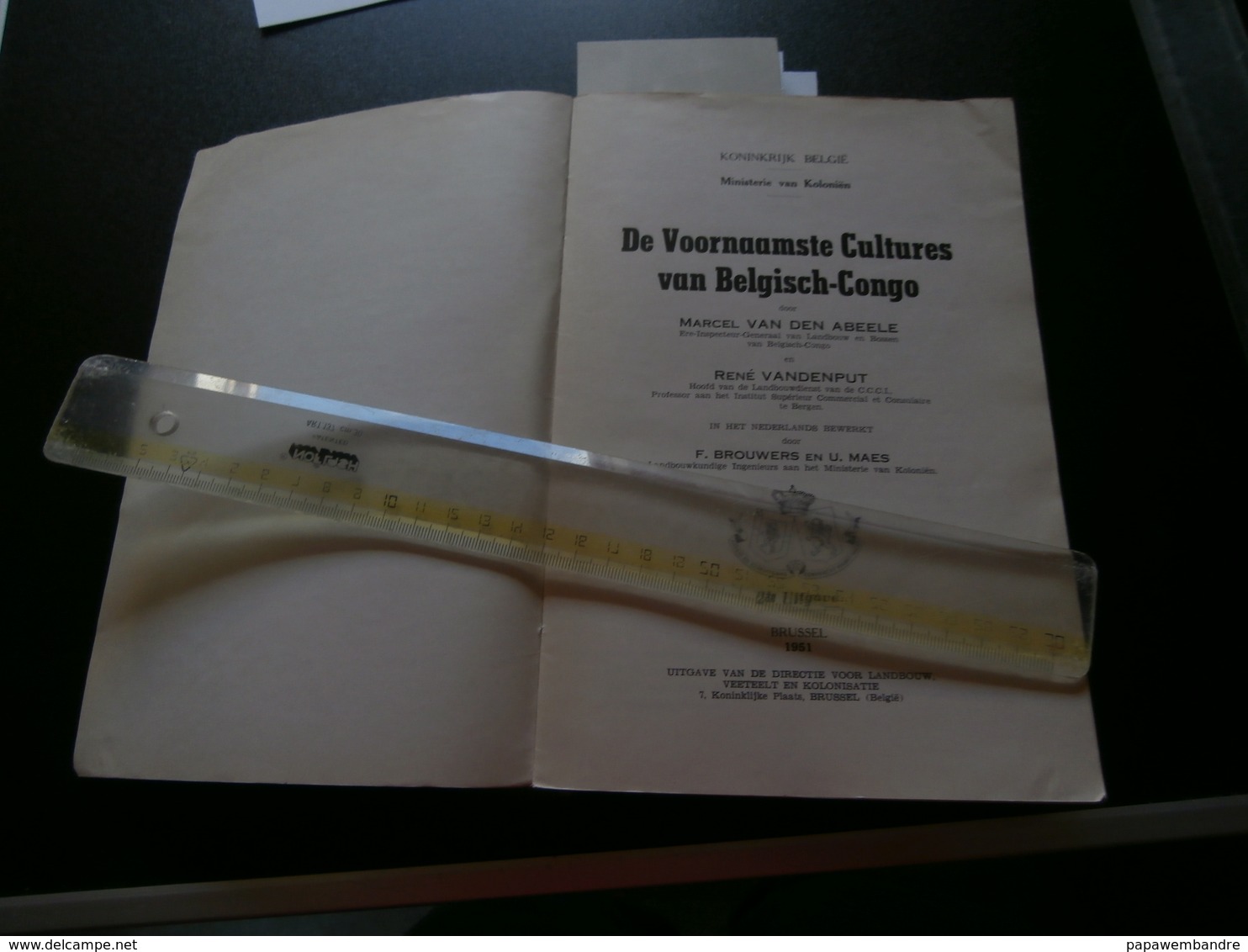 De Voornaamste Cultures Van Belgisch-Congo (1951) Van Den Abeele - Vandenput - Histoire