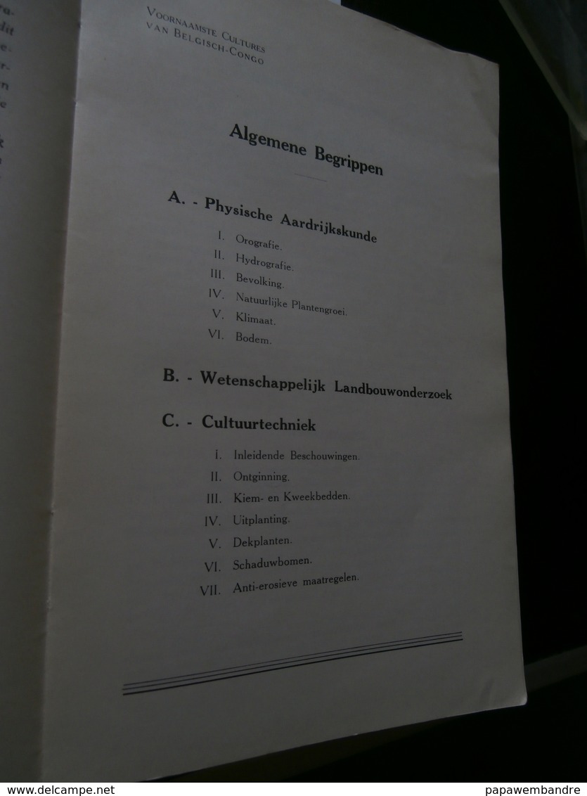 De Voornaamste Cultures Van Belgisch-Congo (1951) Van Den Abeele - Vandenput - Histoire