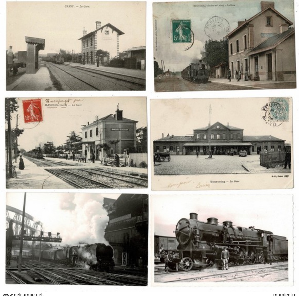 42 CP Lot N°58 Dont Trains: Gares De RICHELIEU-MANDUEL-GASNY+LOCOS+Marché à SAVENAY+ CHOIX DIVERS - 5 - 99 Cartes