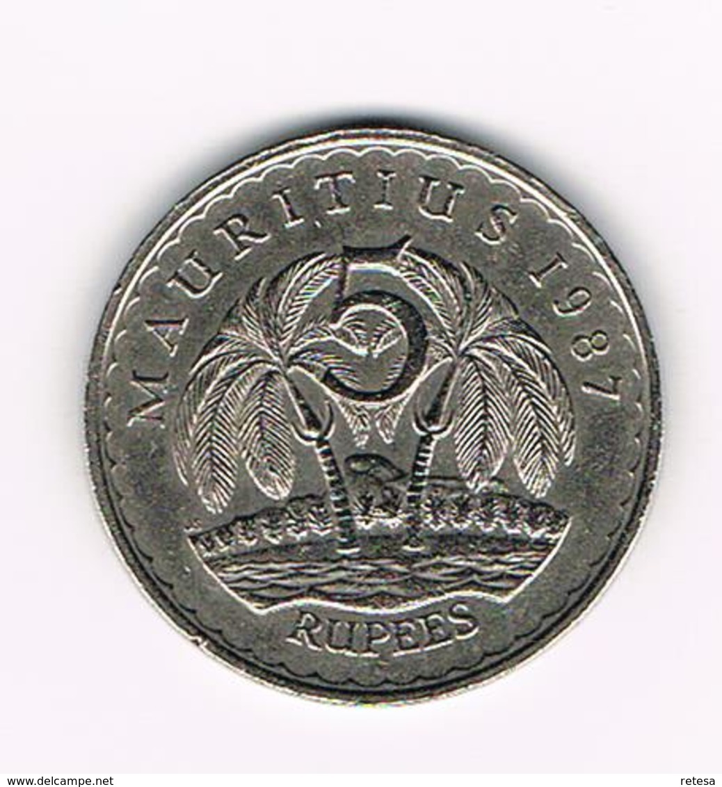 &-  MAURITIUS  5 RUPEES   1987 - Mauricio