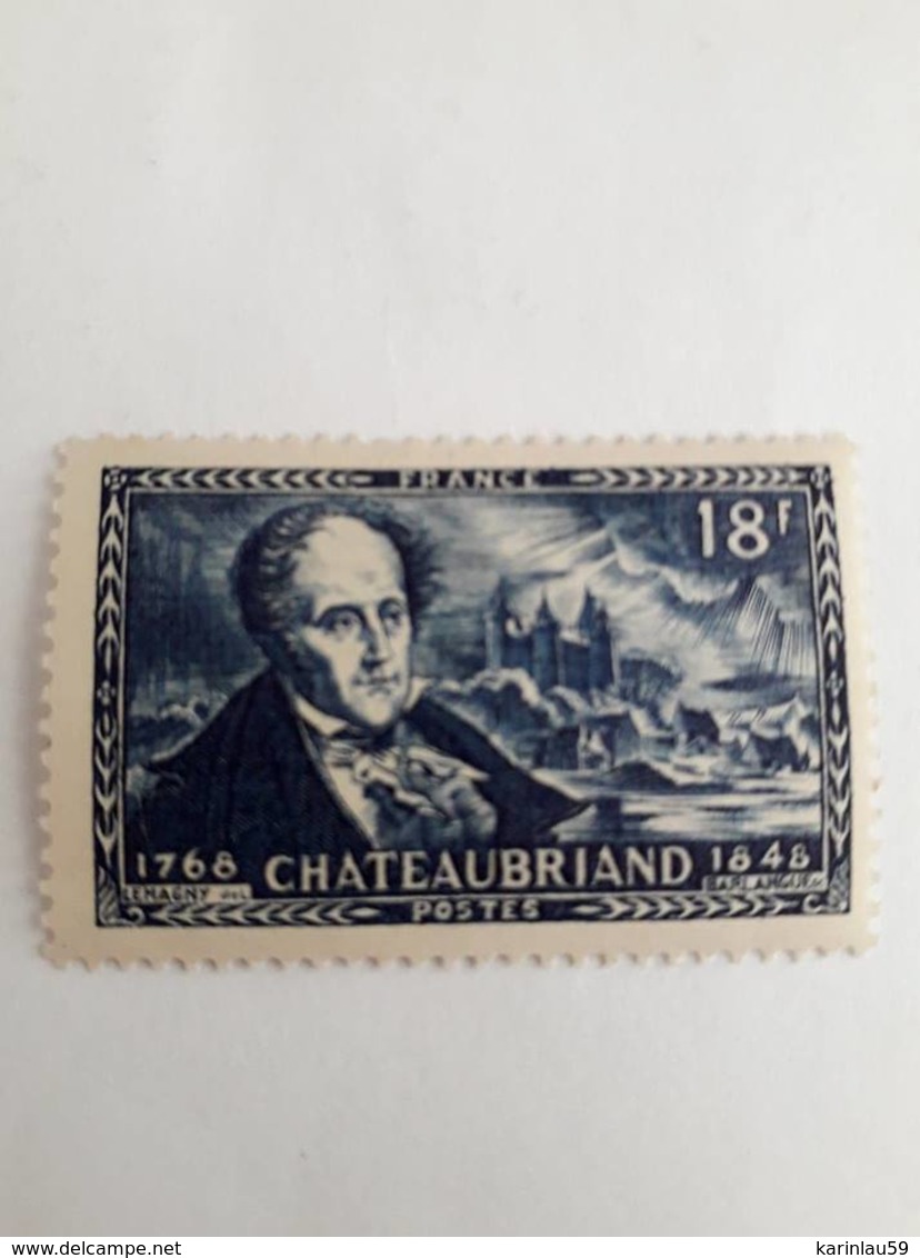 Timbre France YT N°816 - François-René, Vicomte De Chateaubriand - 1948 - Neuf - Neufs