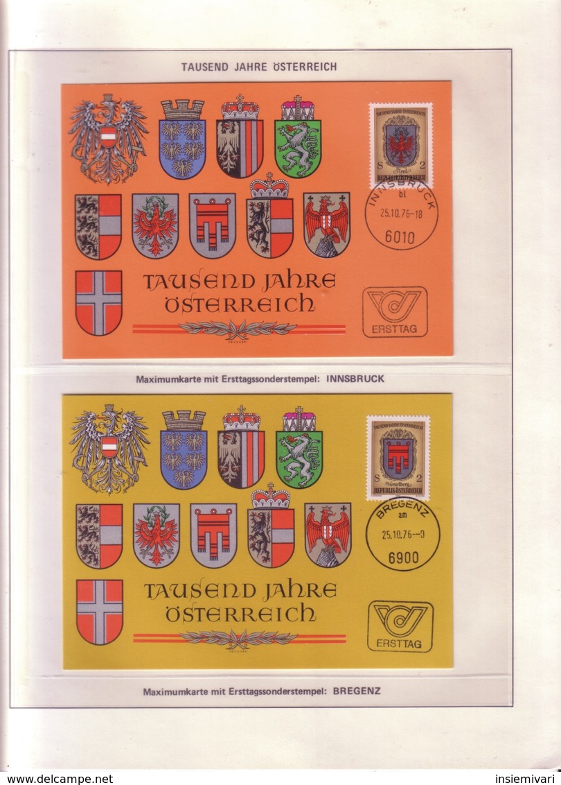 Lotto 2 MAXIMUM/3 AUSTRIA "976-1976 -- 1000 ANNI NASCITA DELL'AUSTRIA ".pg63 - Collections