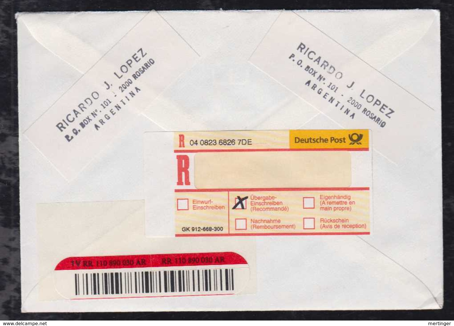 Argentina 1999 Registered Airmail Cover To GUNDELFINGEN Germany Birds + Postman Stamps - Cartas & Documentos