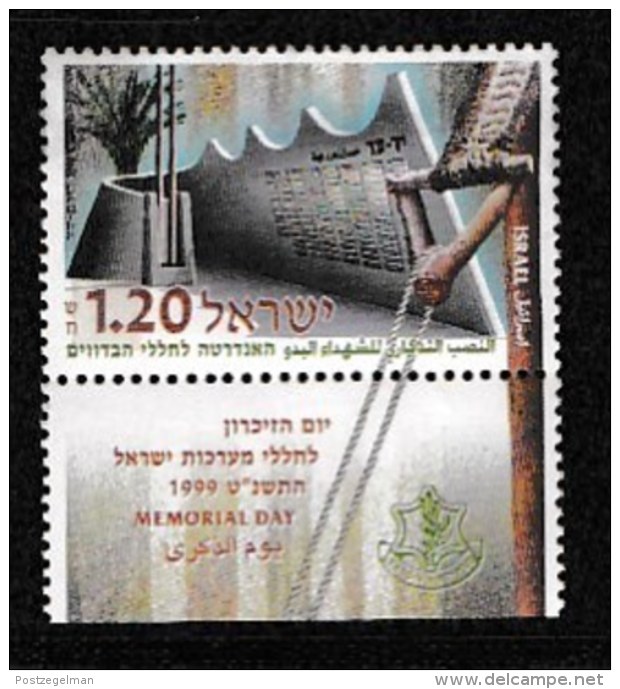 ISRAEL, 1999, Mint Never Hinged Stamp(s), Memorial Day., M1514,  Scan 17146, With Tab(s) - Ongebruikt (met Tabs)