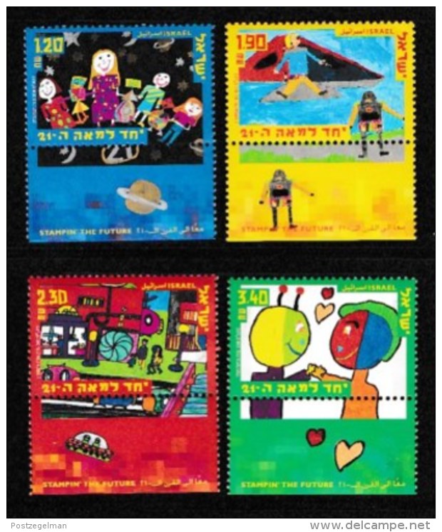 ISRAEL, 2000, Mint Never Hinged Stamp(s), Stamp In The Future, M1537-1540,  Scan 17158, With Tab(s) - Ongebruikt (met Tabs)
