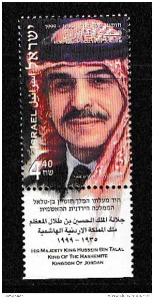 ISRAEL, 2000, Mint Never Hinged Stamp(s), King Hussein Of Jordanie, M1552,  Scan 17160, With Tab(s) - Ongebruikt (met Tabs)