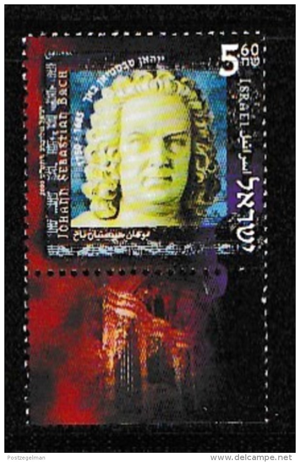 ISRAEL, 2000, Mint Never Hinged Stamp(s), Johan Sebastian Bach, M1559,  Scan 17165, With Tab(s) - Ongebruikt (met Tabs)