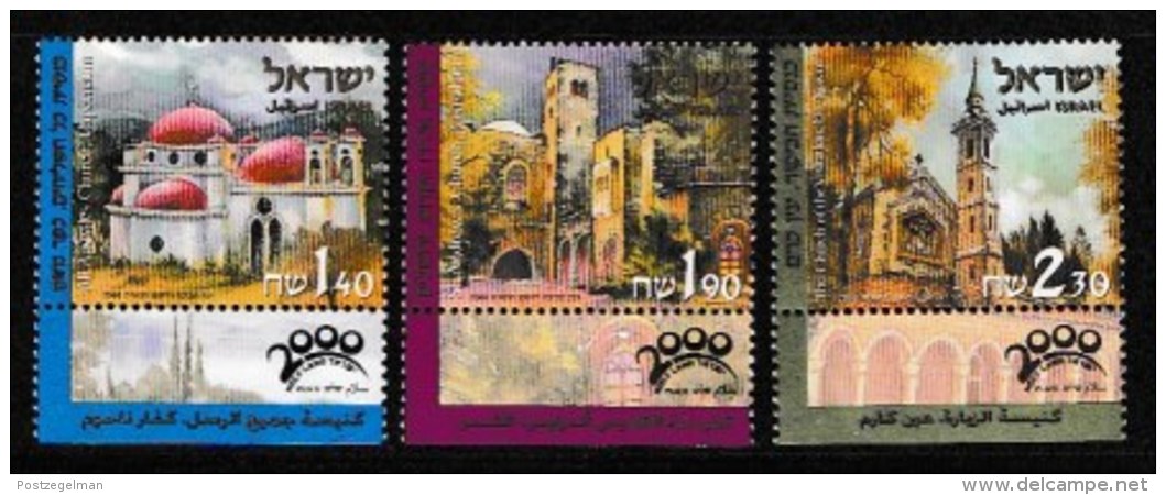 ISRAEL, 2000, Mint Never Hinged Stamp(s), Pelgrimation To The Holy Land,  M 1549-1551, Scan 17166, With Tab(s) - Ongebruikt (met Tabs)