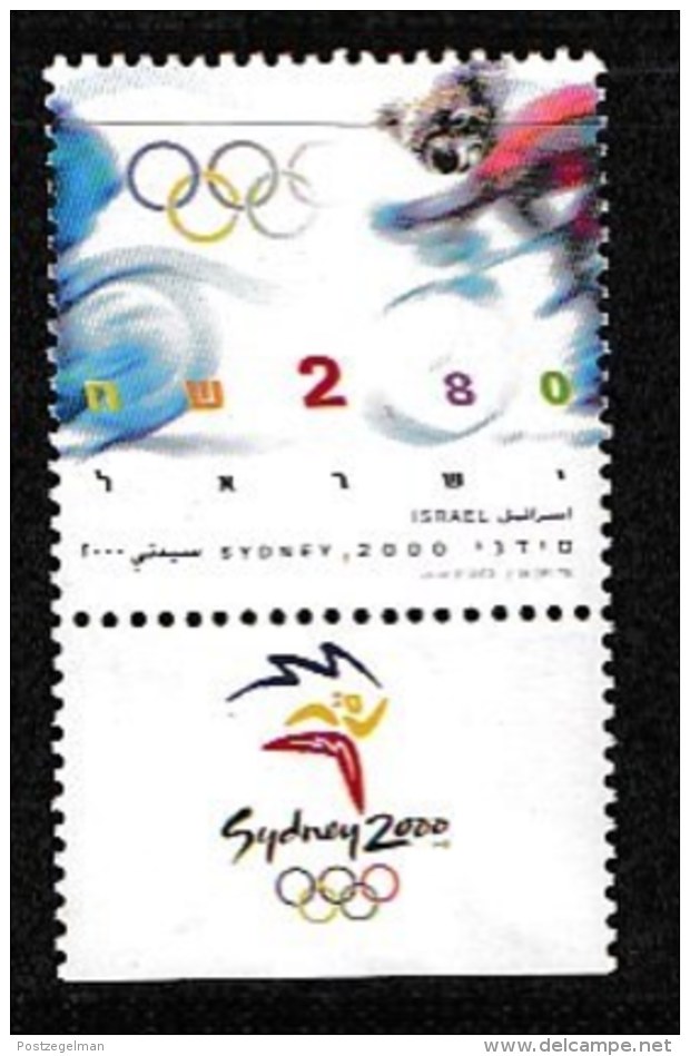 ISRAEL, 2000, Mint Never Hinged Stamp(s), Olympic Games,  M 1562, Scan 17169, With Tab(s) - Ongebruikt (met Tabs)