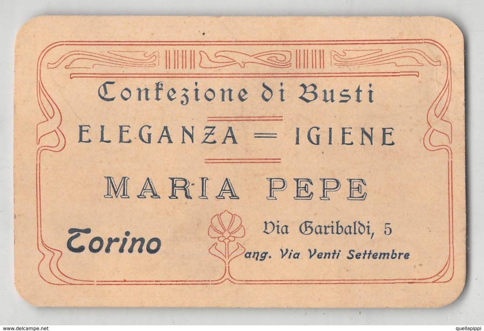 07999 "MARIA PEPE - CONFEZIONE DI BUSTI - TORINO" CART. DA VISITA ORIG. 1910 CIRCA - Tarjetas De Visita