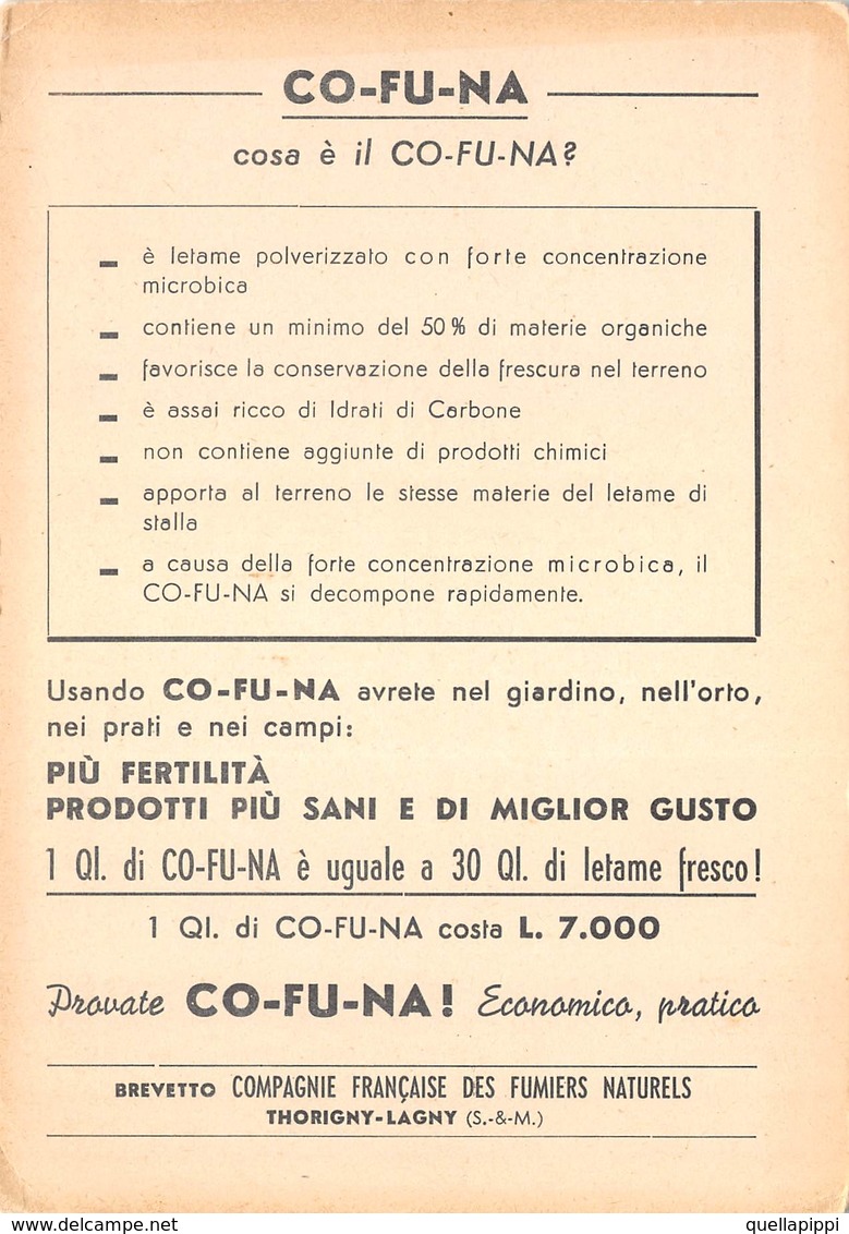 08004 "CO-FU-NA - CASA DELLE SEMENTI ARBARELLO - TORINO" CART. DA VISITA ORIG. 1936 CIRCA - Cartoncini Da Visita