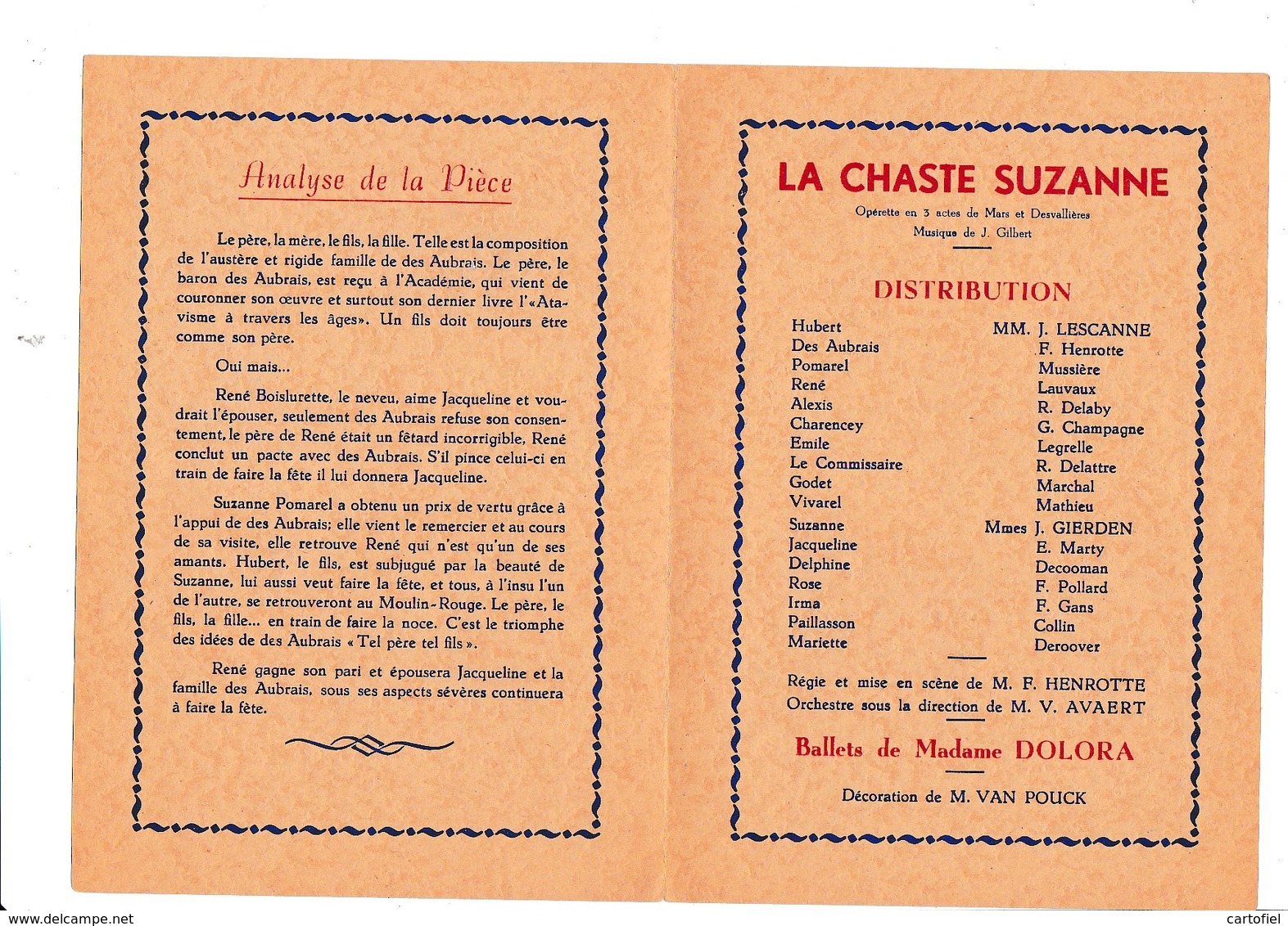 PROGRAMME-OFFICIEL-VARIETES-PALACE-CHARLEROI-DEPLIANT-OPERETTE-OPERA-BALLET-1944-LA CHASTE SUZANNE-VOYEZ LES 2 SCANS - Programs