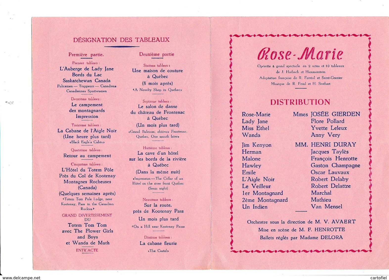 PROGRAMME-OFFICIEL-VARIETES-PALACE-CHARLEROI-DEPLIANT-OPERETTE-OPERA-BALLET-1944-ROSE-MARIE-VOYEZ LES 2 SCANS - Programme