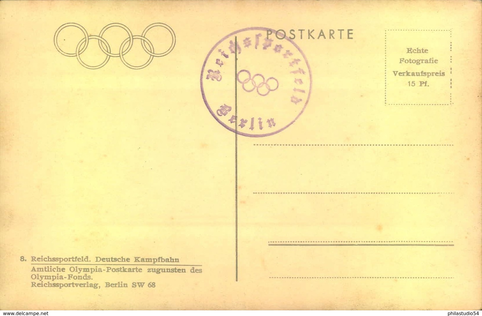 1936, Reichssportfeld  "Deutsche Kampbahn" (Olympiastadion - AK Ungebraucht - Estate 1936: Berlino