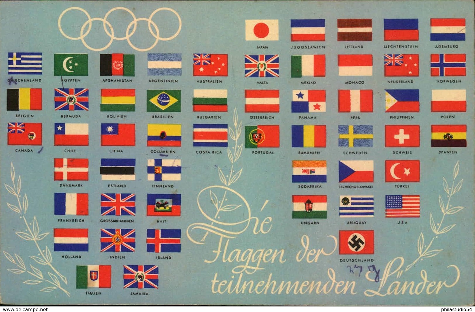 1936, Olympia - Flaggen Der Teilnehmenden Länder Gebraucht - Zomer 1936: Berlijn