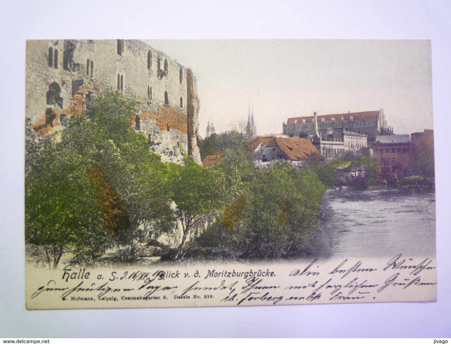 HALLE A. S.  :  Blick V. D.   MORITZBURGBRÜCKE   1902    - Halle (Saale)