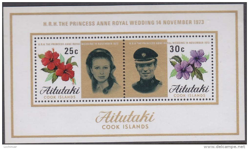 AITUTAKI,  1973 ROYAL WEDDING MINISHEET MNH - Aitutaki