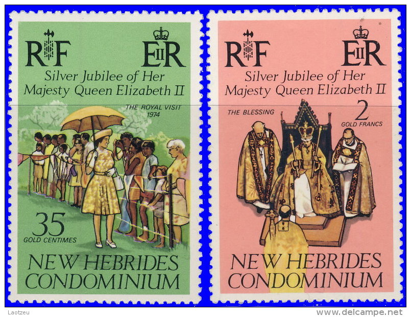 Nouvelles-Hébrides 1977 ~ YT 447/49** - Accession Trône Elizabeth II - Nuovi