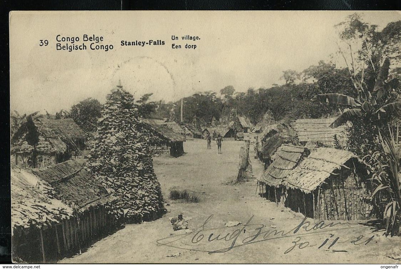 Carte Obl. N° 43 Vue 39  Stanley-Falls: In Village   Obl. Sakania  30/11/1921 - Enteros Postales