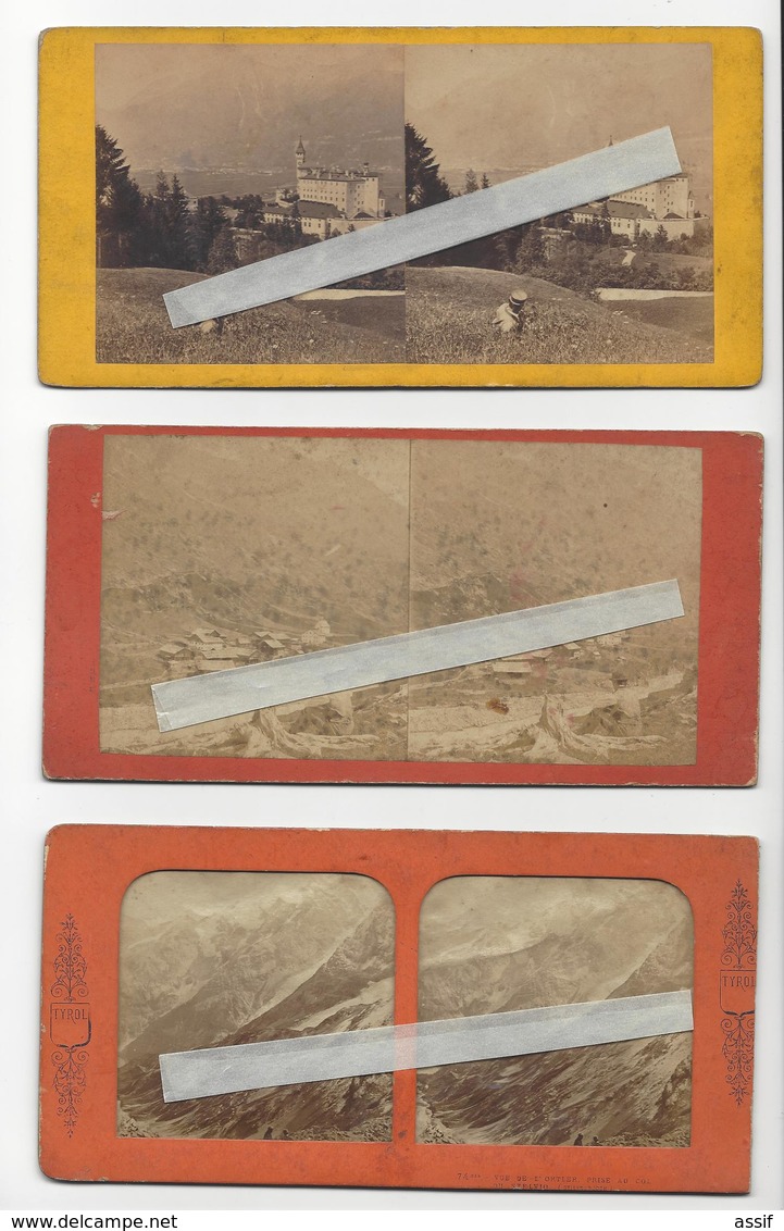 3 Stéréos Dont STELVIO TYROL AUTRICHE ITALIE ITALIA PHOTO STEREO CIRCA 1870 /FREE SHIPPING REGISTERED - Photos Stéréoscopiques