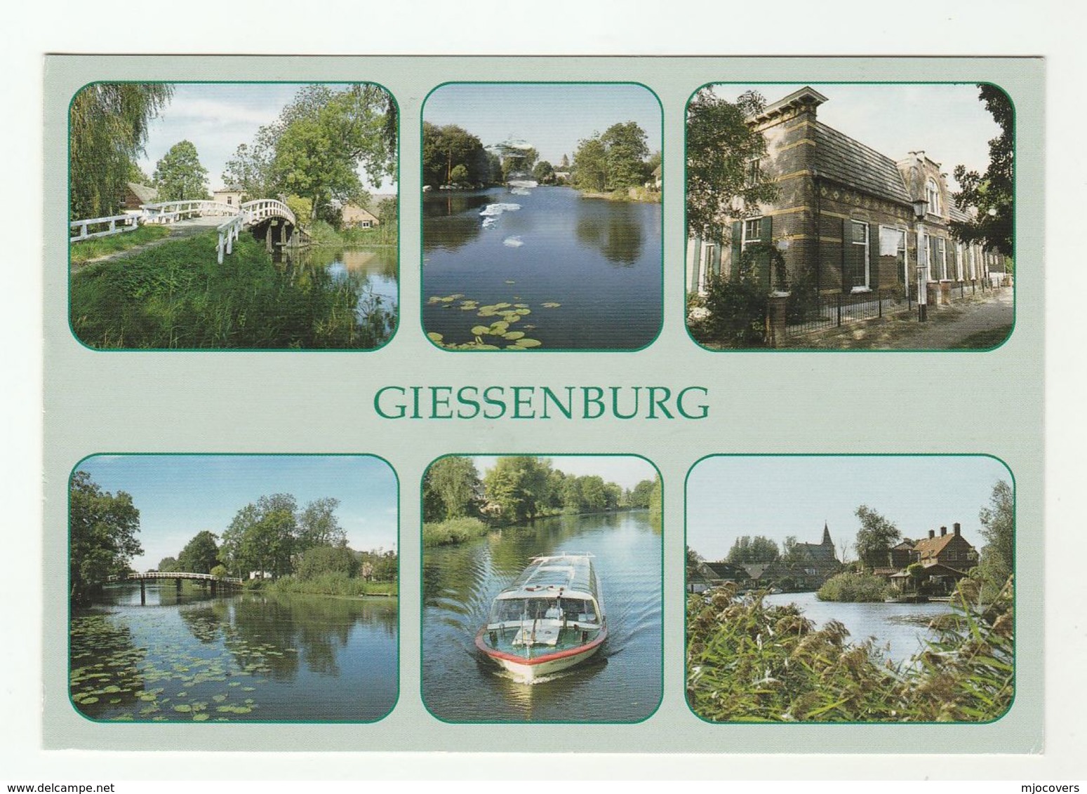 2012 Postcard GISSENBURG RIVER TOUR BOAT On GISSEN, Bridge NETHERLANDS  COVER Stamps GREEN ENERGY LIGHTBULB Electric - Storia Postale