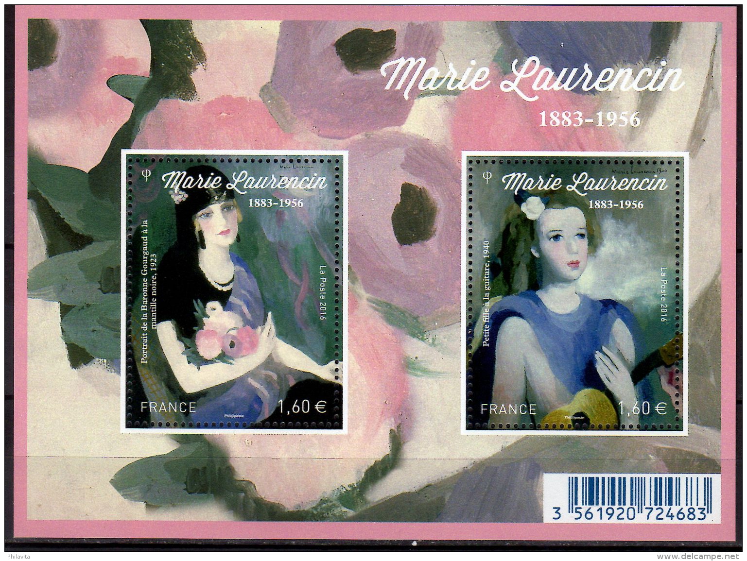 2016 France -Marie Laurencin 60th Death  Date - MS - MNH** MiNr. 6619 - 6620 (Block 353) Painting, Female Portraits - Ungebraucht