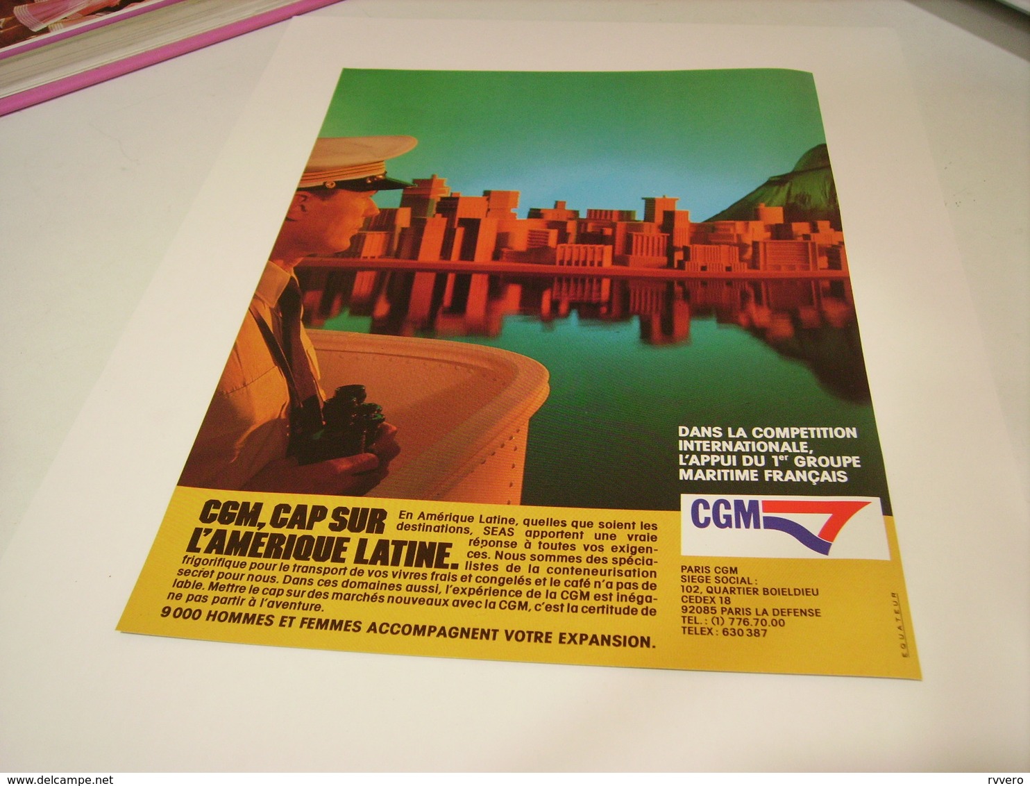 ANCIENNE PUBLICITE  DES COMPAGNIES GENERALE MARITIME 1985 - Other & Unclassified