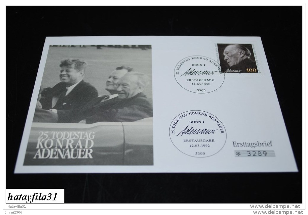 BRD  1992  FDC  Mi.  1601  ""  Todestag Von Konrad Adenauer  ""  ( T - 76 ) - Sonstige & Ohne Zuordnung