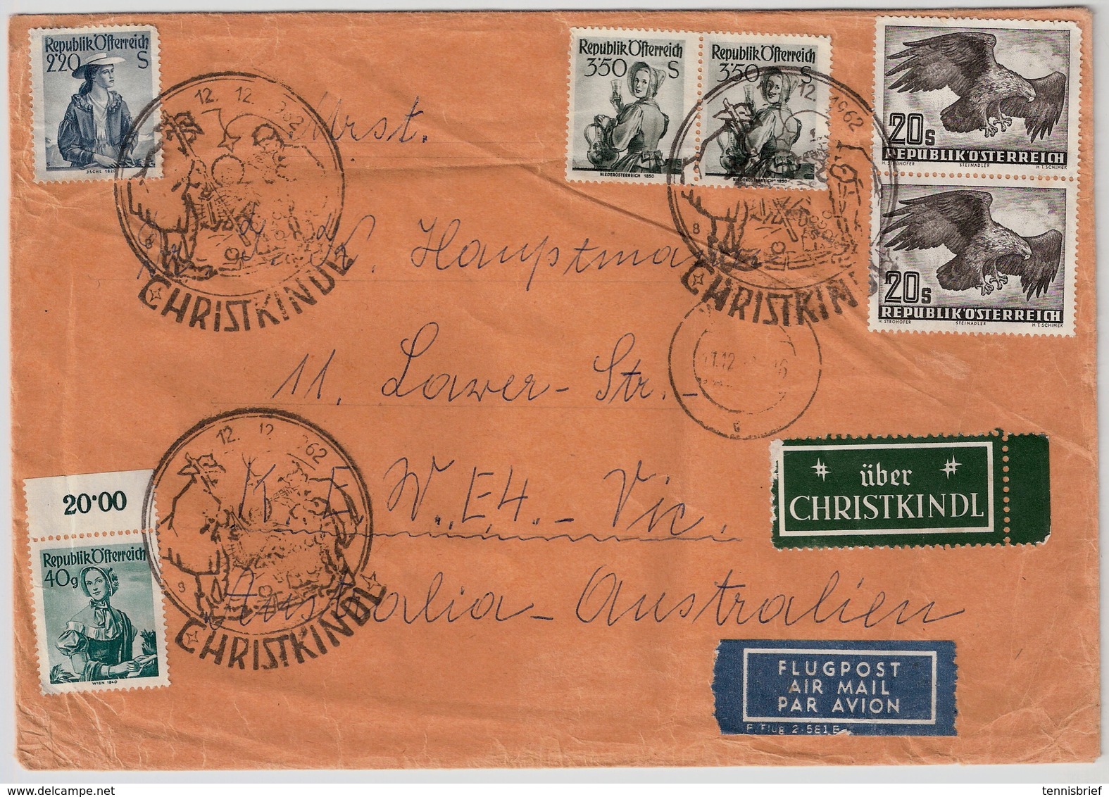 1962, " Christkindl " , Nach Australien! Sehr Hohe Frankatur ! , #a673 - Covers & Documents