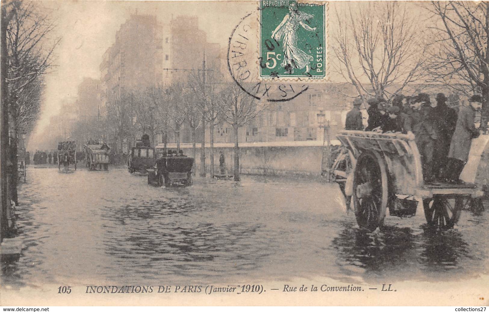 75-PARIS-INONDATIONS- RUE DE LA CONVENTION - De Overstroming Van 1910