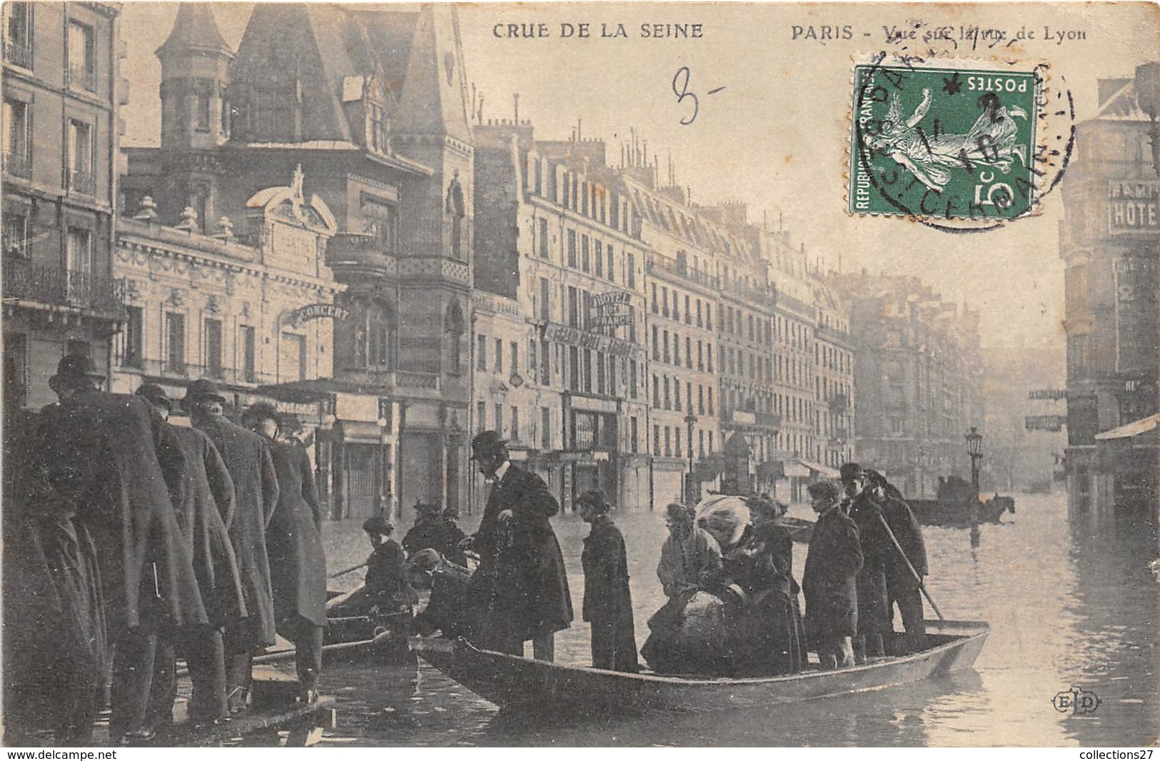 75-PARIS-INONDATIONS- VUE SUR LA RUE DE LYON - De Overstroming Van 1910