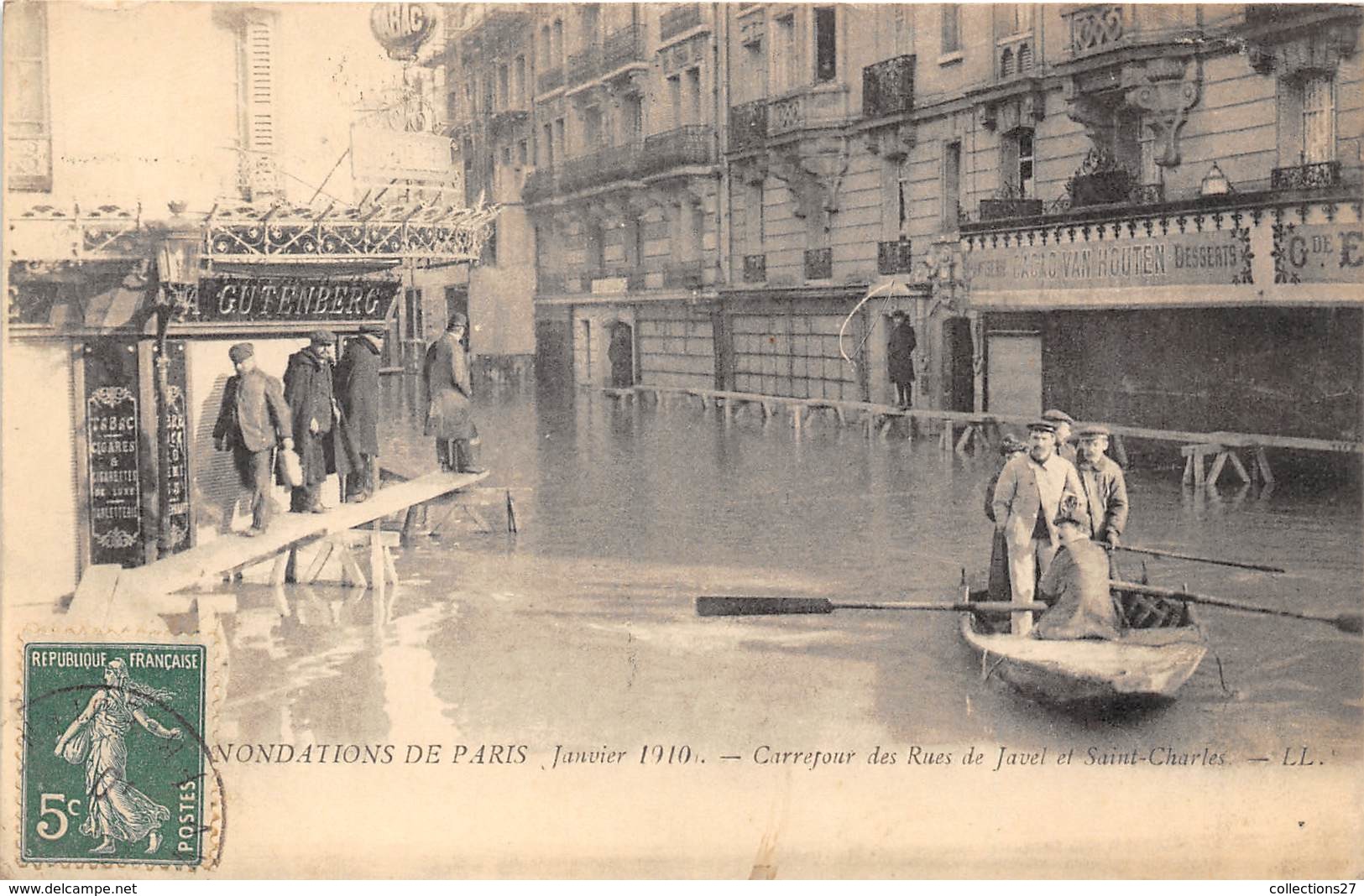 75-PARIS-INONDATIONS- CARREFOUR DES RUES DE JAVEL ET SAINT-CHARLES - De Overstroming Van 1910