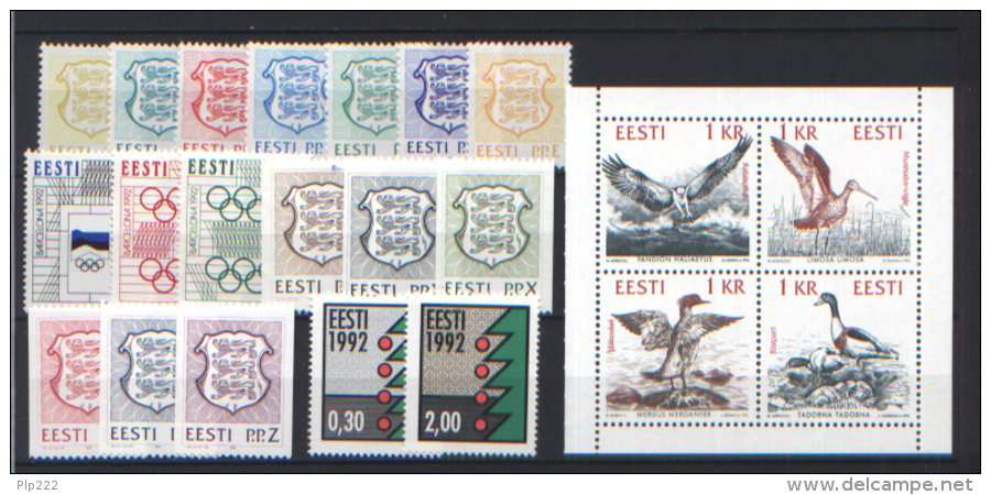 Estonia 1992 Annata Completa / Complete Year Set **/MNH VF - Estonie