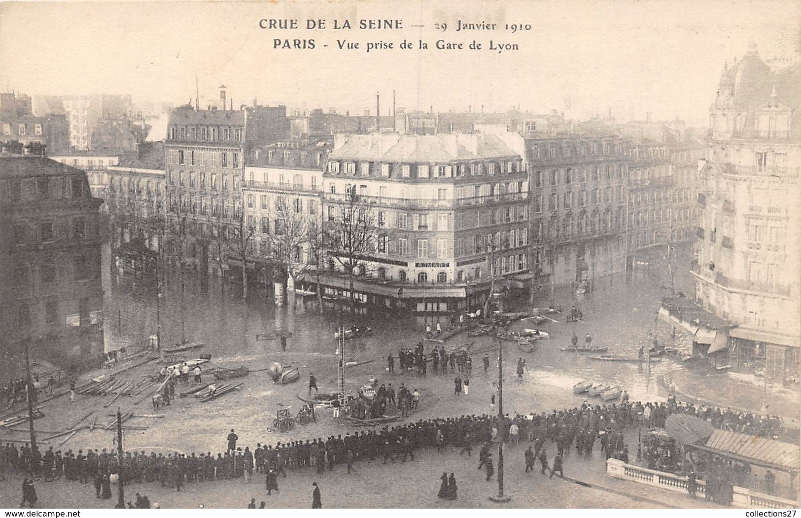 75-PARIS-INONDATIONS- VUE PRISE DE LA GARE DE LYON - De Overstroming Van 1910