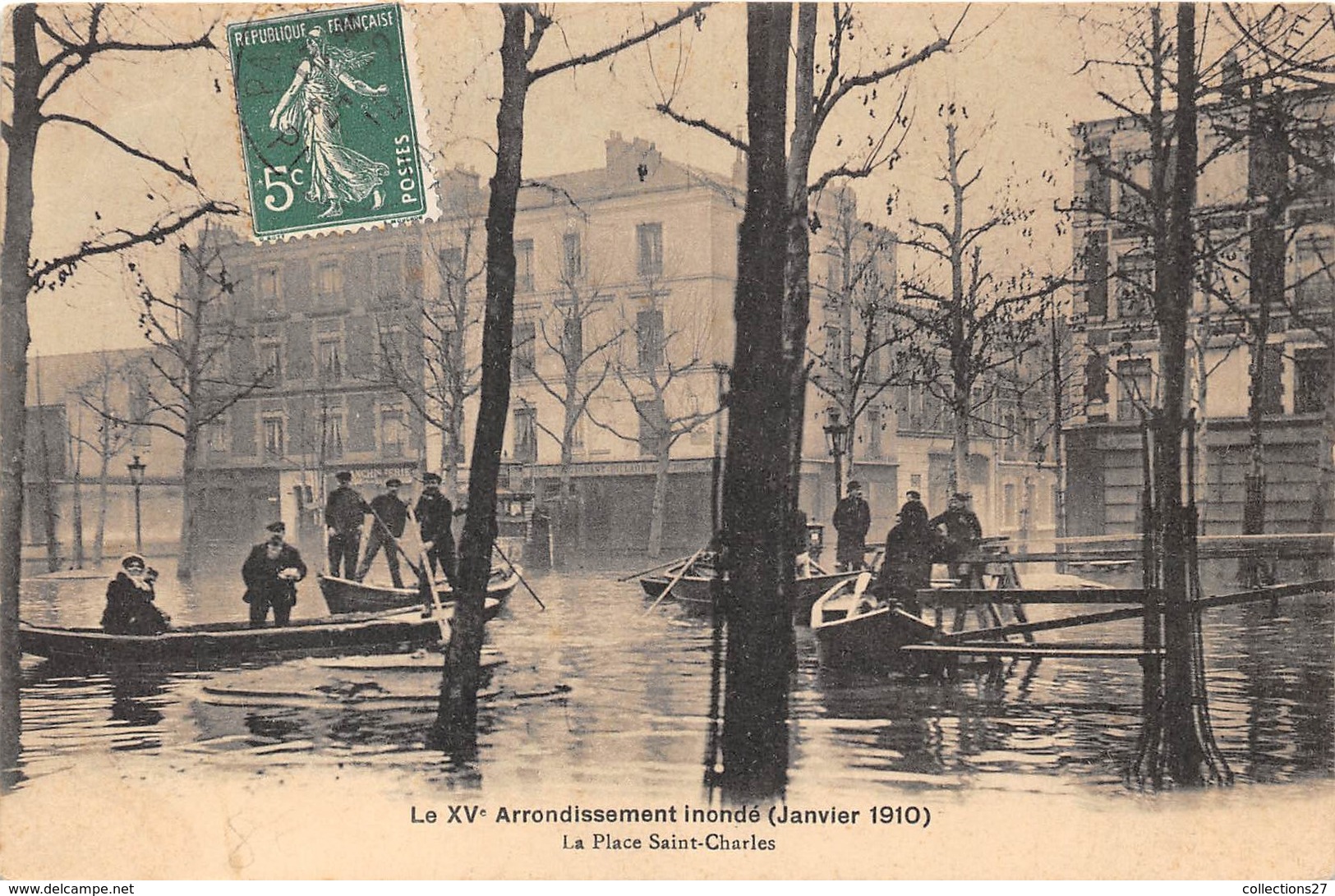 75-PARIS-INONDATIONS- LA PLACE SAINT-CHARLES - La Crecida Del Sena De 1910