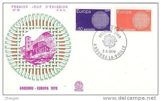 FRENCH ANDORRA  1970 EUROPA CEPT FDC - 1970